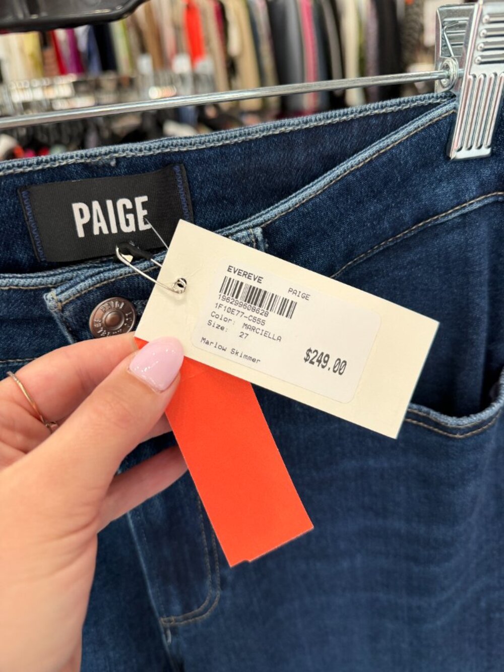 $249 NWT Paige Blue Marciella Marlow Skimmer Flare Denim Jean Pants 27/28.5" - Picture 8 of 9